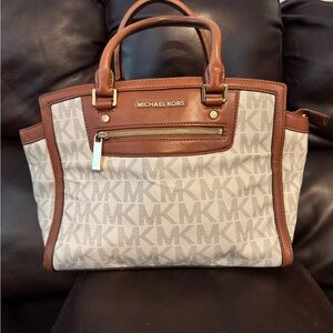 Michael Kors Brown and Cream Monogram Tote
